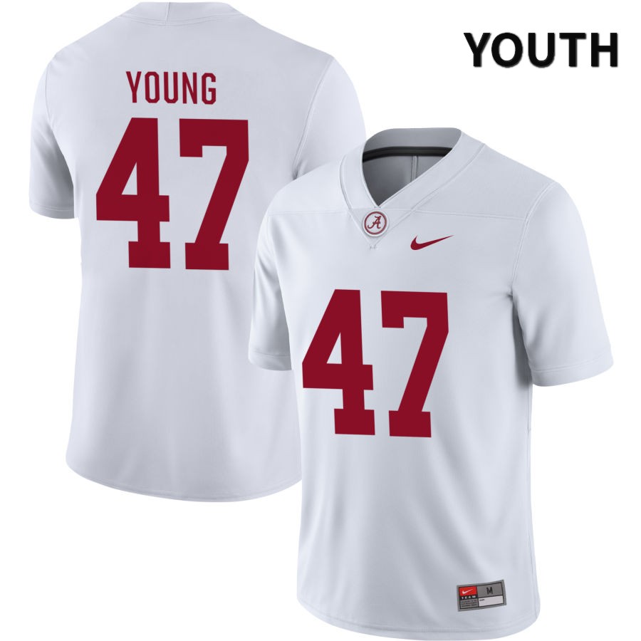 Alabama Crimson Tide Youth Byron Young #47 NIL White 2022 NCAA Authentic Stitched College Football Jersey XT16S53NC
